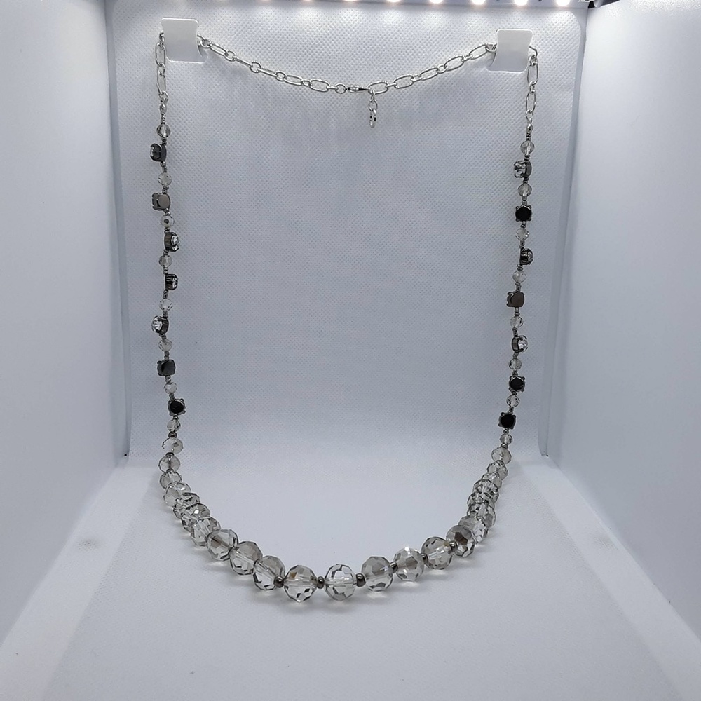 Ann Taylor Loft Opera Necklace Beaded Chaton Cryst - Picture 9 of 13